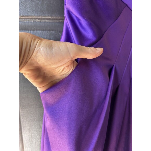 Max & Cleo Bow Front Mini Party Dress Purple Satin Evening Bodycon Sexy Sz 4 - Picture 2 of 11